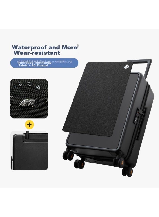 Level8 Luggage Suitcase For Men And Women, 20-inch Pc Fabric Patchwork Trolley Case, City Pulse Series, Order Black - Image 2