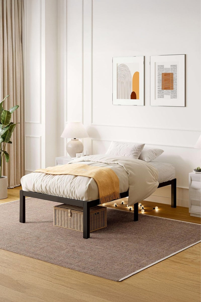 Yanara 90x190cm Metal Platform Twin Bed Frame with Storage Space Under Bed, 35cm Height, Heavy Duty Steel Slat Support, Easy Assembly, No Box Spring Needed  - Image 1