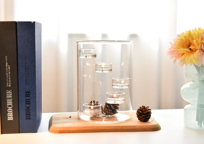 LANLONG Glass Hurricane Candle Holder for Tea Light, Clear Cylinder Pillar Candle Holder for Table Centerpiece Decorations, Hurricane Glass Candle Holders for Dining Room Wedding Parties Home Decorations - Image 4