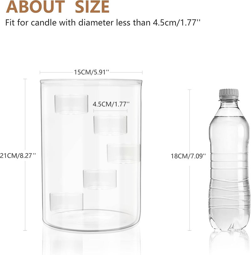 LANLONG Glass Hurricane Candle Holder for Tea Light, Clear Cylinder Pillar Candle Holder for Table Centerpiece Decorations, Hurricane Glass Candle Holders for Dining Room Wedding Parties Home Decorations - Image 5