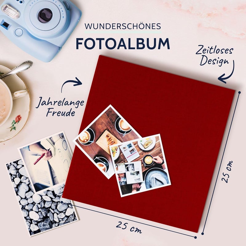 Goldbuch Summertime 24707 Photo Album, 25 x 25 cm, Photo Book with 60 White Pages & Glassine Dividers, Linen Photo Album, Memory Album, Red - Image 2