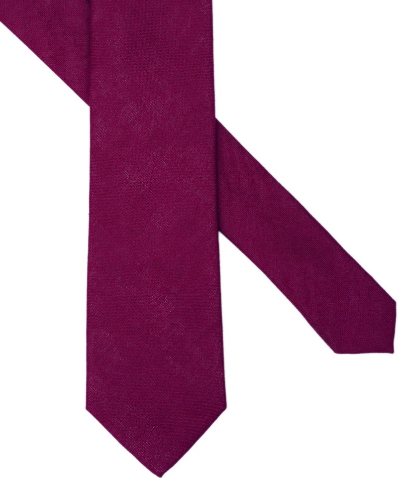 BELLUNO Men's Skinny Ties, Cotton Linen Blend 2.5 inch Solid Neckties - Image 3