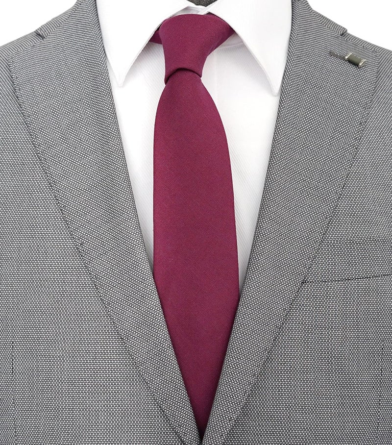 BELLUNO Men's Skinny Ties, Cotton Linen Blend 2.5 inch Solid Neckties - Image 2