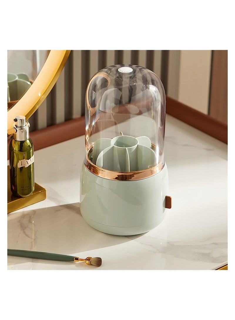 Makeup Brush Holder, Storage Bucket, 360 Rotating holder with lid, 6 Compartment Cosmetics Brushes Container for Vanity, Bathroom - Image 3