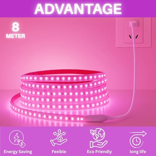 One94Store 8 Meter LED Rope Light for Decoration-Waterproof Decorative Lights, SMD Cove Light for Ceiling LED Pipe Light for Home Décor Led Strip Lights for Diwali Decoration (Pink) - Image 3