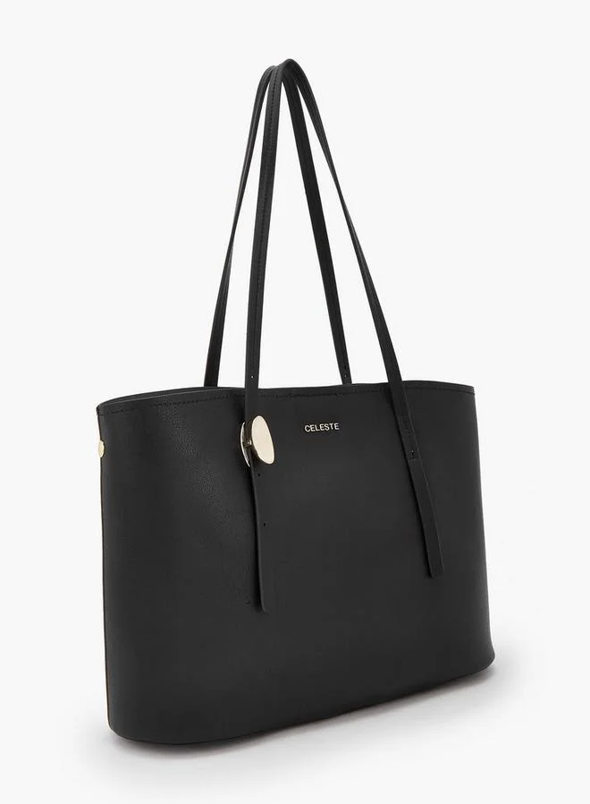 Celeste Textured School Tote Bag With Button Closure - 38x11.5x26.5 CM