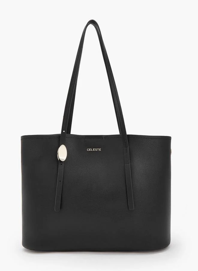 Textured School Tote Bag With Button Closure - 38x11.5x26.5 CM