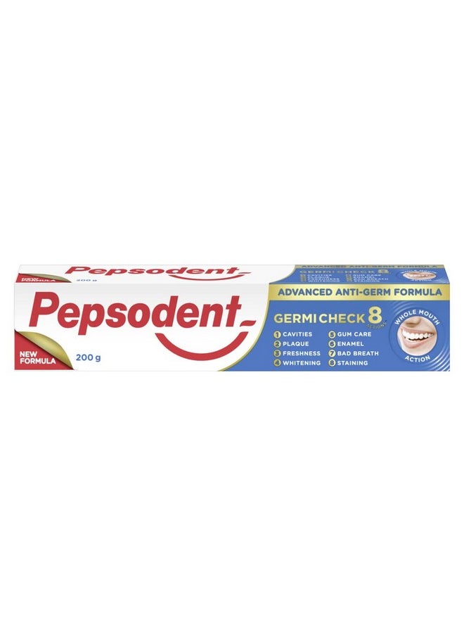 Pepsodent Germicheck 200G 8 Actions, Whole Mouth Toothpaste Fights Teeth, Gum & Tongue Germs, Prevents Cavity, Helps Teeth Whitening & Oral Hygiene  - Image 2