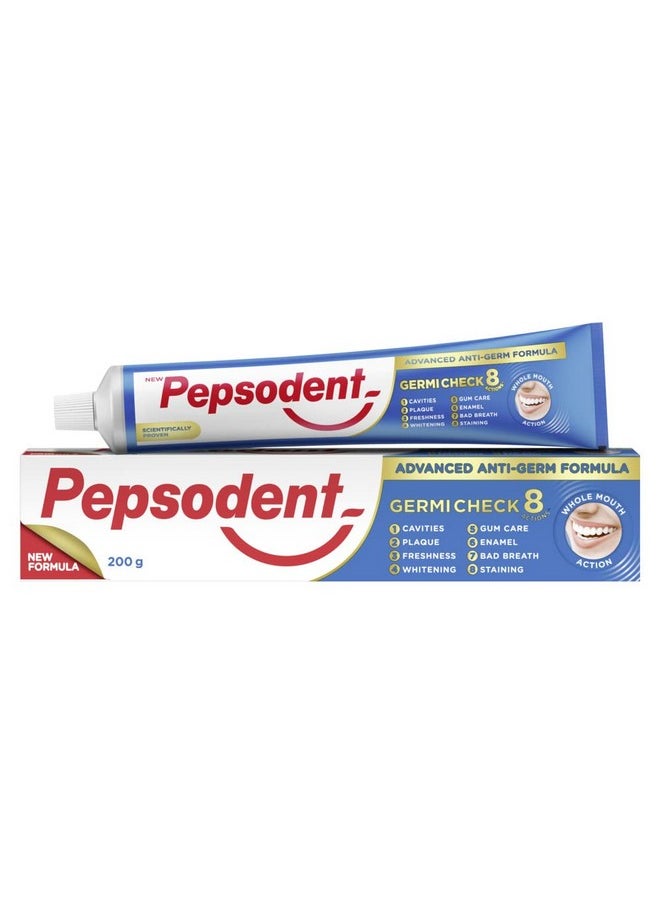 Pepsodent Germicheck 200G 8 Actions, Whole Mouth Toothpaste Fights Teeth, Gum & Tongue Germs, Prevents Cavity, Helps Teeth Whitening & Oral Hygiene  - Image 1