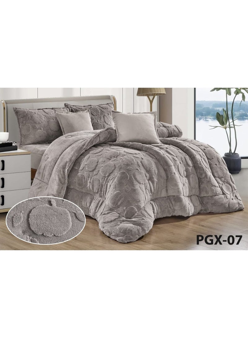 مون مفرش شتوي نفر ونص نظام وجهين (مخمل × فرو) – طقم مفارش 4 قطع يشمل لحاف، شرشف مطاطي، غطاء وسادة وغطاء مخدة، يناسب سرير مقاس 120×200 سم - Image 2