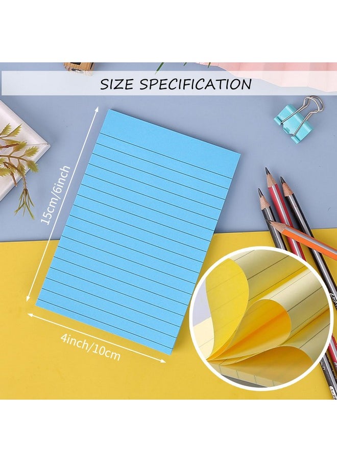 Lined Sticky Notes 4X6, 8 Pads, Sticky Notes With Lines Self-Stick Note Pads, Large Sticky Notes 8 Bright Colours, Perfect For Office Home School Desk Accessories, 40 Sheets/Pad