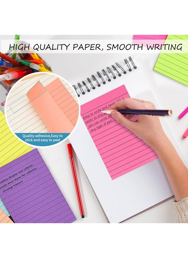 Lined Sticky Notes 4X6, 8 Pads, Sticky Notes With Lines Self-Stick Note Pads, Large Sticky Notes 8 Bright Colours, Perfect For Office Home School Desk Accessories, 40 Sheets/Pad