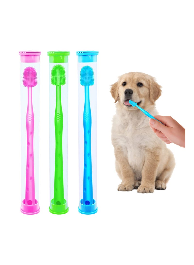 SOLARAE Dog Toothbrush, 6 Pcs Reusable Silicone Handle Cat Toothbrush with Storage Tube, Puppy Toothbrush, Fights Plaque Toothbrushes for Dogs Cat - Image 1