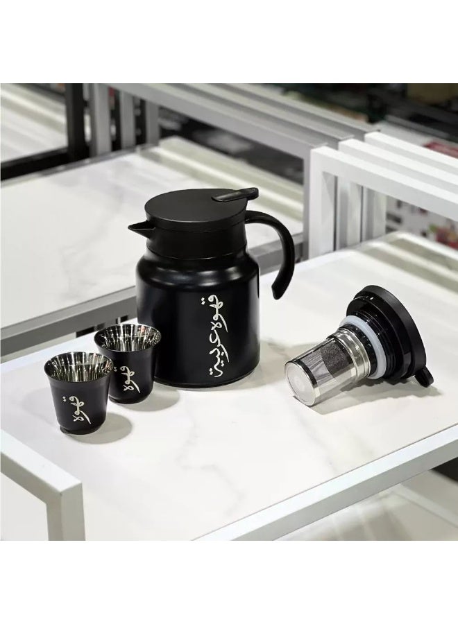 TANGBLIB Arabic Coffee Thermos Stainless Steel Carrier - Complete Travel Set (1000ml Pot + 80ml Cups x 4) - Ramadan Eid Al Fitr Eid Al Adha National Day Gift - Image 5