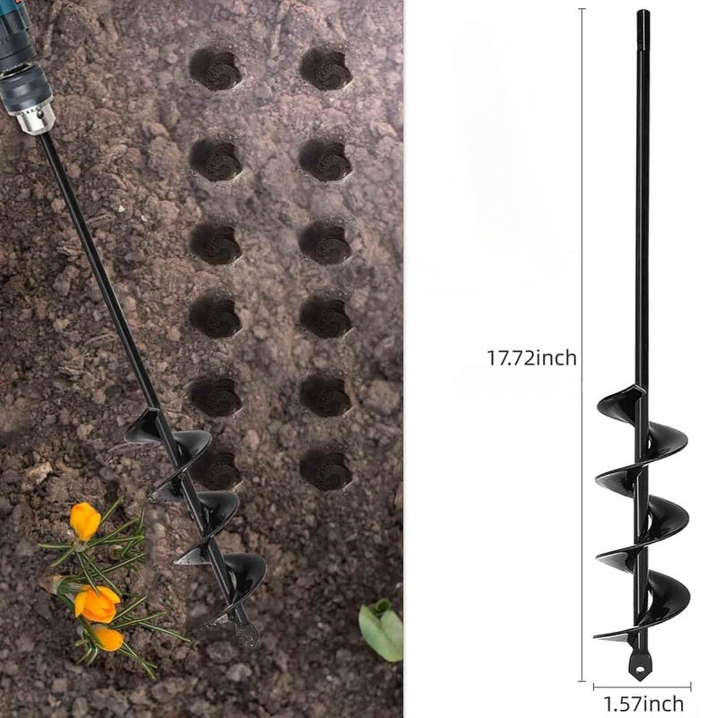 Auger Drill Bit 1.57x17.72inch Garden Plant Flower Bulb Auger Rapid Planter Bulb & Bedding Plant Augers for 3/8" Hex Drive Earth Drill Fence Post Umbrella Hole Digger (1pcs) - Image 4
