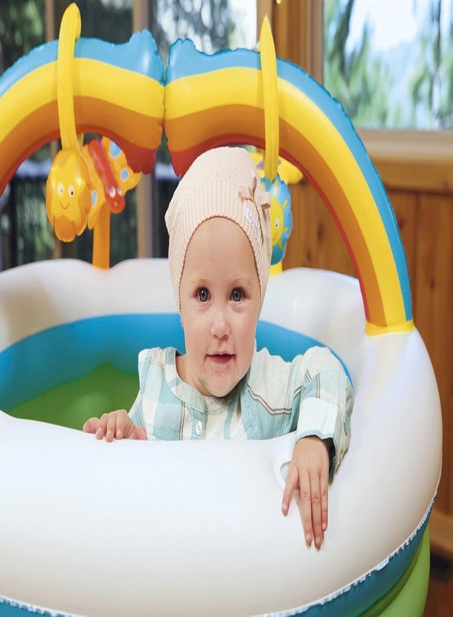 KinderTales® Rainbow Go & Grow Baby Play Center – Inflatable Soft Floor Playpen with Hanging & Top Toys, Mesh Sides, Safety Valves & Repair Patch for Kids - Image 4