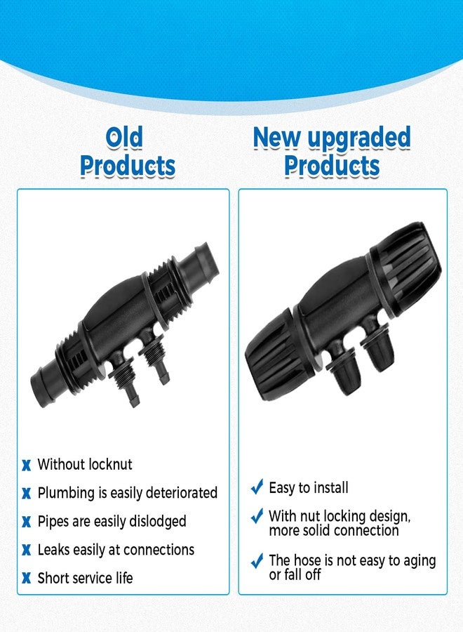 Lemfema 1/2 Inch to 1/4 Inch Tubing Irrigation Fittings, 4-Way Barbed Tee Drip Irrigation Fittings(1/2'' ID x 0.60''-0.63'' OD) Locked Barbed Tee Connectors (12 Pcs) - Image 4