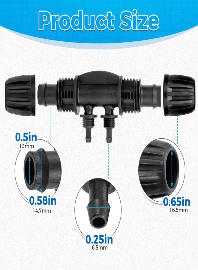 Lemfema 1/2 Inch to 1/4 Inch Tubing Irrigation Fittings, 4-Way Barbed Tee Drip Irrigation Fittings(1/2'' ID x 0.60''-0.63'' OD) Locked Barbed Tee Connectors (12 Pcs) - Image 2
