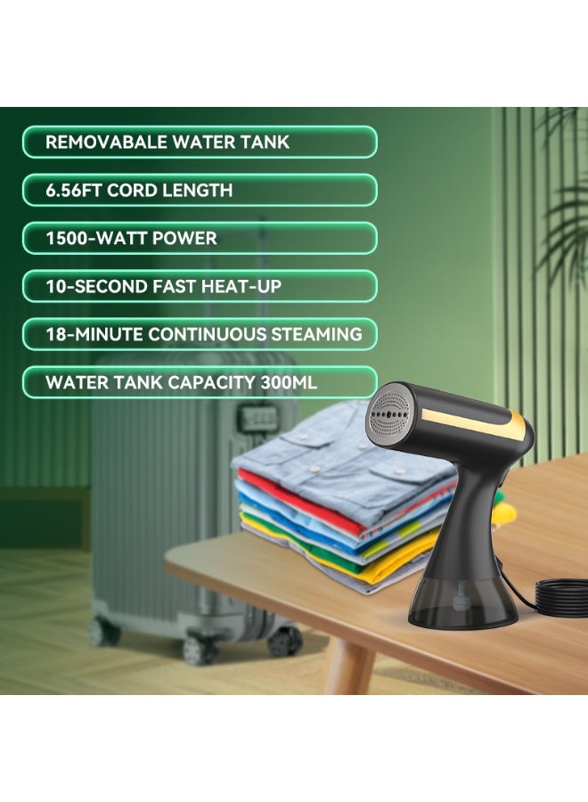 مكواة بخار محمولة لكي الملابس، قوة عالية تسخن بسرعة خلال 20 ثانية، خزان ماء كبير قابل للإزالة سعة 300 مل، مزودة بفرشاة إزالة التجاعيد - Image 3