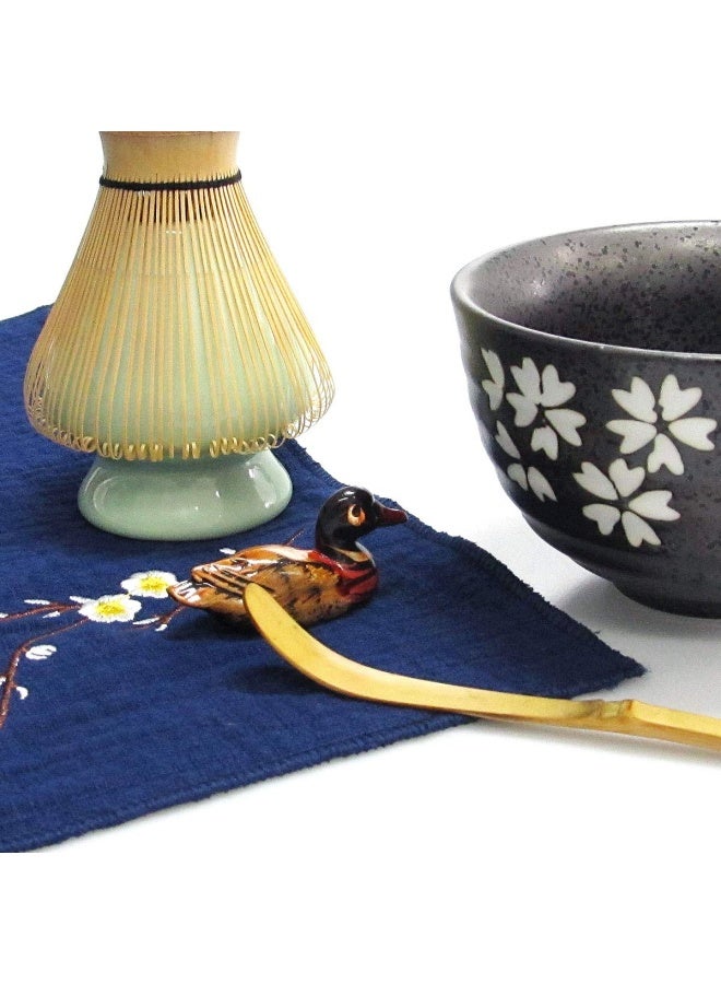 Artcome Artcome Japanese Matcha Tea Set Matcha Whisk Traditional Scoop Matcha Bowl Black Bamboo Tray Ceramic Whisk Holder Matcha Caddy Handmade Matcha Ceremony Kit For Japanese Tea Ceremony 10Pcs  - Image 4