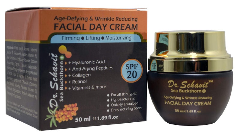 DR. SCHAVIT Sea Buckthorn+ Age-Defying & Wrinkle Reducing Day Cream - Collagen Retinol Anti Wrinkle Face Cream SPF 20 - Wrinkle Repair Day Cream Moisturizer Protects and Hydrates Skin 1.7 oz - Image 1