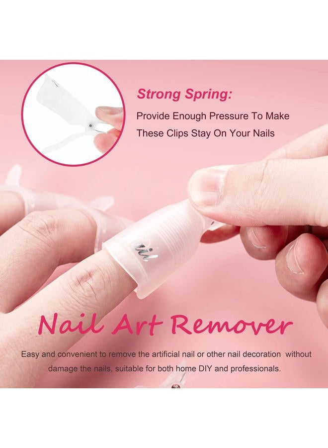 Hoewina Gel Polish Remover Tools Kit - 10 Clips, 400 Lint-Free Wipes, Files 100/180, Buffer Block 400/4000, Brush, Cuticle Pusher & Peeler (Clear) - Image 3