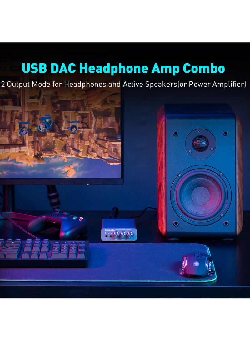 Fosi Audio - K5 PRO USB Gaming DAC With Microphone Headphone Amplifier Mini Audio DAC for PS5 Desktop Powered Active Speakers - Image 1