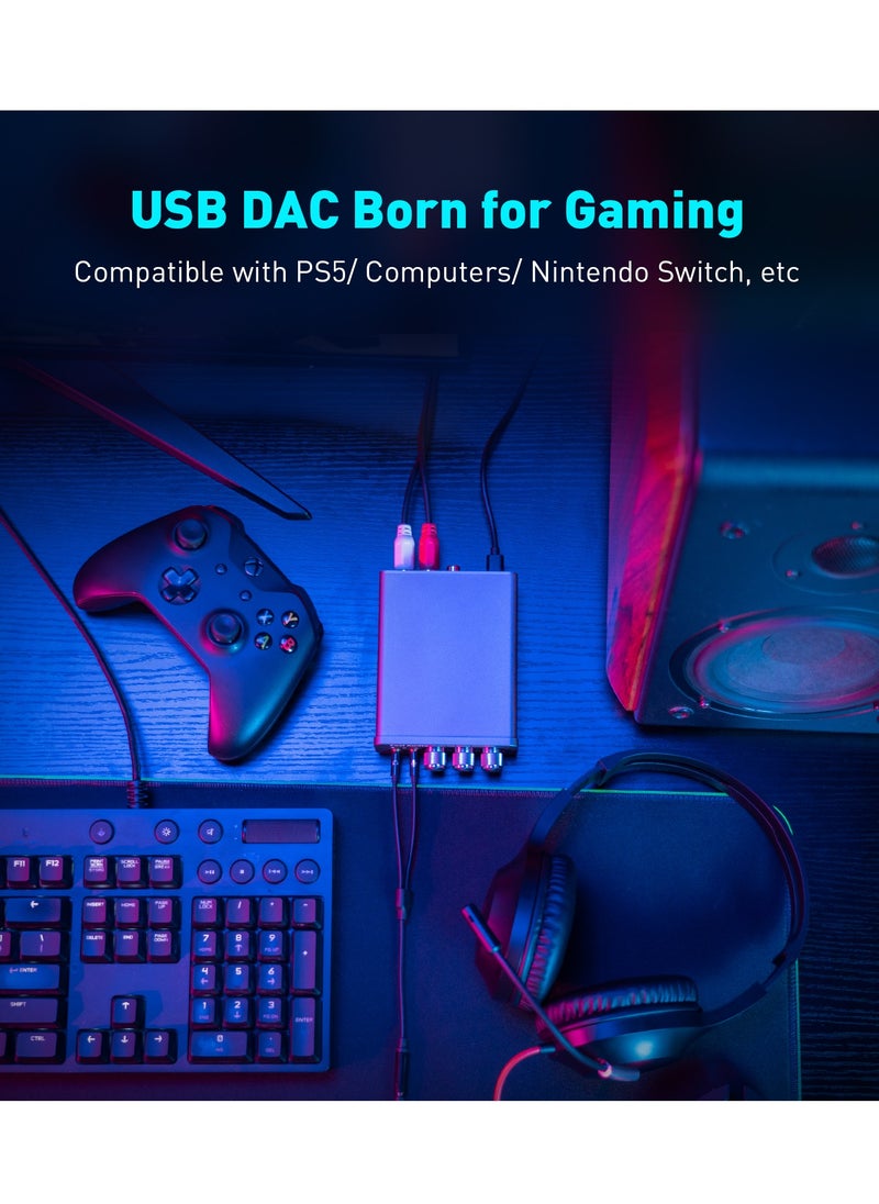 Fosi Audio - K5 PRO USB Gaming DAC With Microphone Headphone Amplifier Mini Audio DAC for PS5 Desktop Powered Active Speakers - Image 1