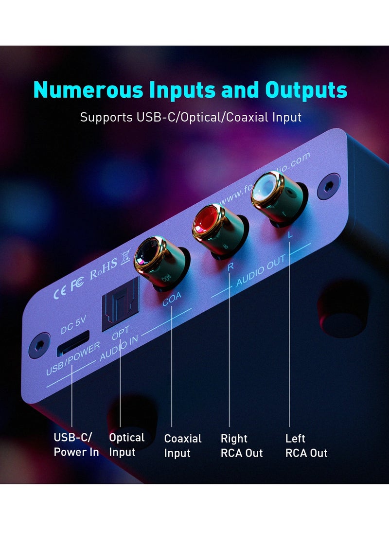Fosi Audio - K5 PRO USB Gaming DAC With Microphone Headphone Amplifier Mini Audio DAC for PS5 Desktop Powered Active Speakers - Image 1