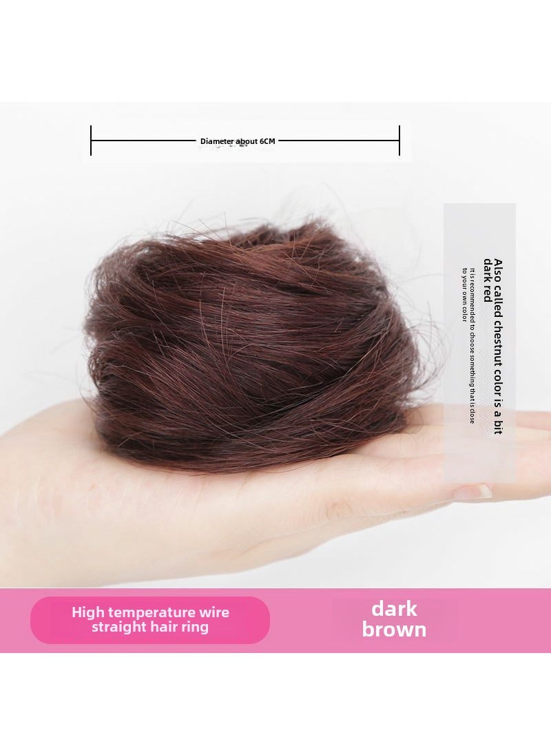 Arabest Spot hair curler ball head wig simulation hair ring curly hair flower bag hair bag fluffy updo hair artifact headdress hair ring "straight hair ring" dark brown 