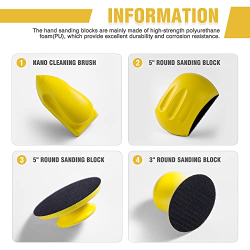 MIDO PROFESSIONAL ABRASIVE Sanding Block 3 PCS Hook and Loop Sanding Block and 1 PCS Mouse Sander 1 Pack Round and Mouse Sanding Block Set for Woodworking Furniture Making Arts Crafts - Image 3