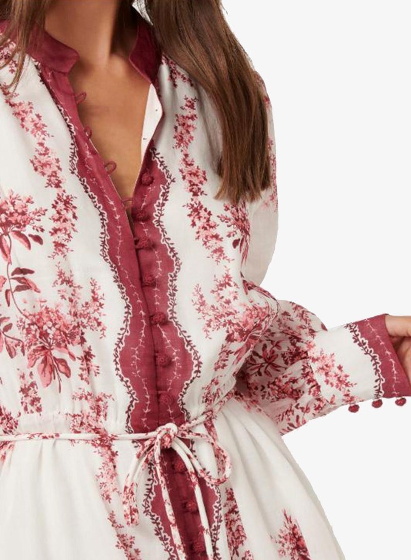 فورايفر نيو فستان قصير بأكمام منتفخة مطبوع من ميلاني - Image 4