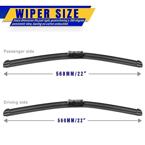 Rooppa 2 wipers Factory Replacement for 2014-2018 Chevy Chevrolet Silverado GMC Sierra Original Equipment Replacement Front Wiper Blades - 22"/22" (Set of 2) Top Lock - Image 2