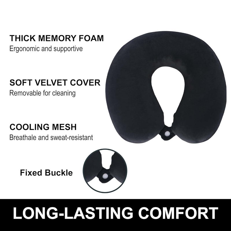 Kuber Industries Kuber Industries UShaped Memory Foam Neck Pillow for Flight Travel Train with Press Button Portable Travelling Pillow Ideal for Long Journey Relaxation JR1BLK Black  - Image 2