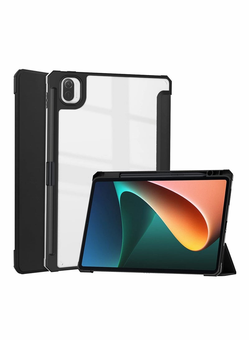 Excefore Case for Xiaomi Pad 5 11.0 inch,with Auto Wake/Sleep, Smart Slim Trifold Stand Auto Sleep/Wake Cover with Pencil Holder and Multi-Angle Stand-Black - Image 1
