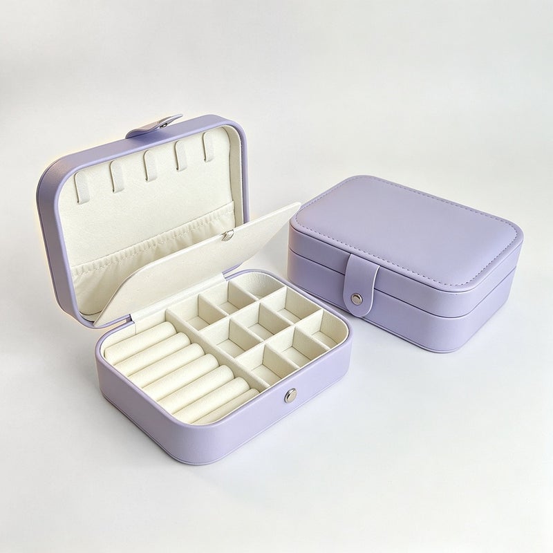Travel-Friendly PU Leather Jewelry Box - Compact, Dustproof, Scratch-Resistant Organizer for Rings, Earrings, and Lipstick