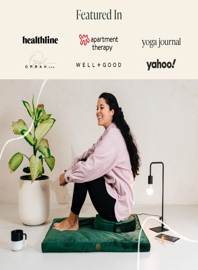 Mindful Modern Velvet Zabuton Meditation Mat | Large Rectangular Yoga Floor Cushion Pillow for Kneeling or Sitting Support | Removable Washable Cover | Perfect Zafu or Bench Complement | Color Grey - Image 4