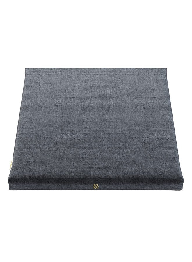 Mindful Modern Velvet Zabuton Meditation Mat | Large Rectangular Yoga Floor Cushion Pillow for Kneeling or Sitting Support | Removable Washable Cover | Perfect Zafu or Bench Complement | Color Grey - Image 1