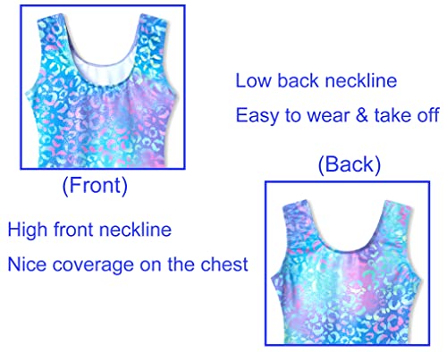 Domusgo Gymnastics Leotards for Girls 2t 3t Green Purple Leopard Sparkly One Piece Tumbling Outfits - Image 3