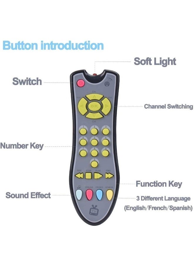 Konig Kids - Baby TV Remote Control Learning Toy, for 18 Months+ Baby,My First Learning Toy with 3 Languages Encourage Babies and Toddlers to Learn Numbers, Educational Kids Toy(Gray Body Colored Buttons) - Image 1