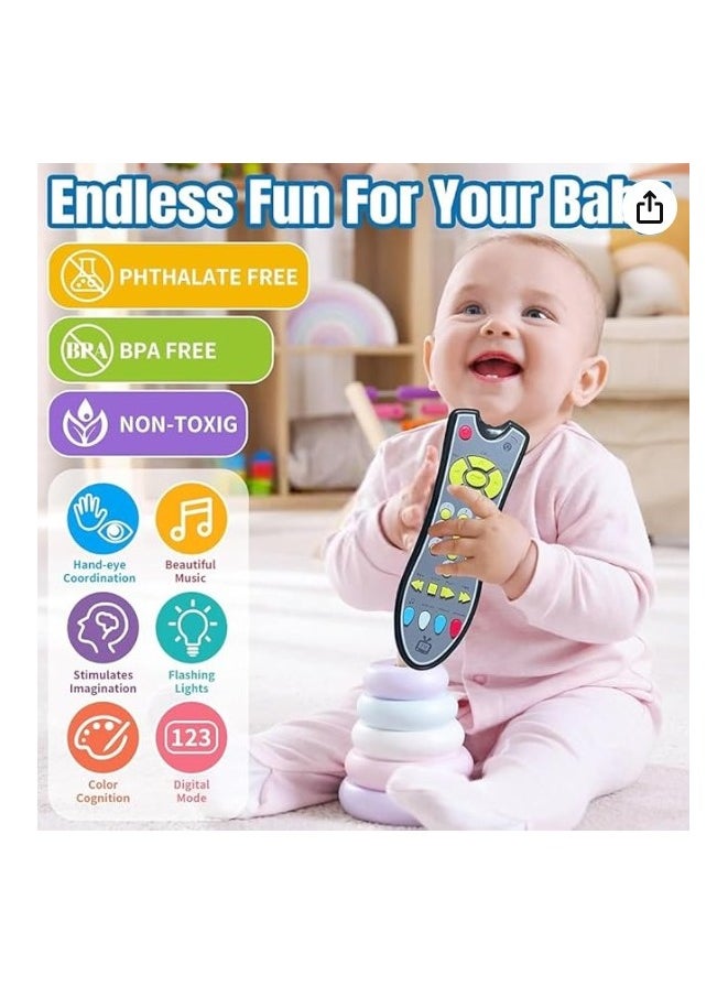 Konig Kids - Baby TV Remote Control Learning Toy, for 18 Months+ Baby,My First Learning Toy with 3 Languages Encourage Babies and Toddlers to Learn Numbers, Educational Kids Toy(Gray Body Colored Buttons) - Image 1