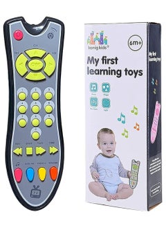 Baby TV Remote Control Learning Toy, for 18 Months+ Baby,My First Learning Toy with 3 Languages Encourage Babies and Toddlers to Learn Numbers, Educational Kids Toy(Gray Body Colored Buttons)
