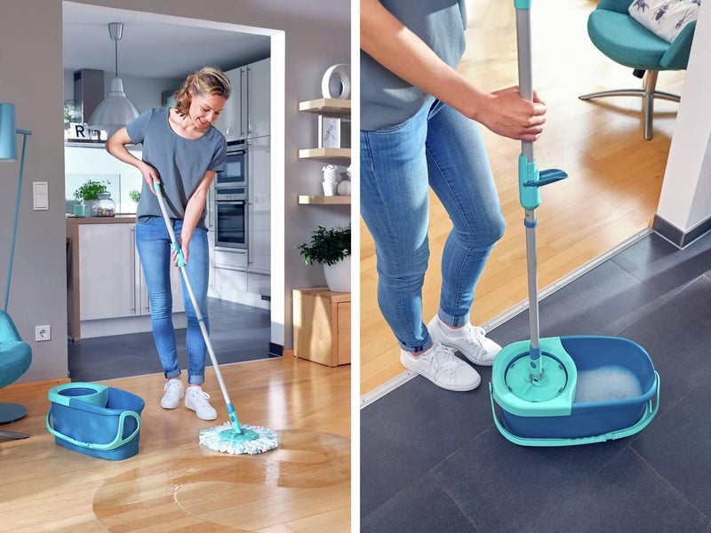 LEIFHEIT Set Clean Twist Disc Mop Ergo Set,Spin Mop Set with Bucket for Floor Cleaning - Floor Cleaner Spin Mop with Drain and Adjustable Mop Stick,.Green - Image 3