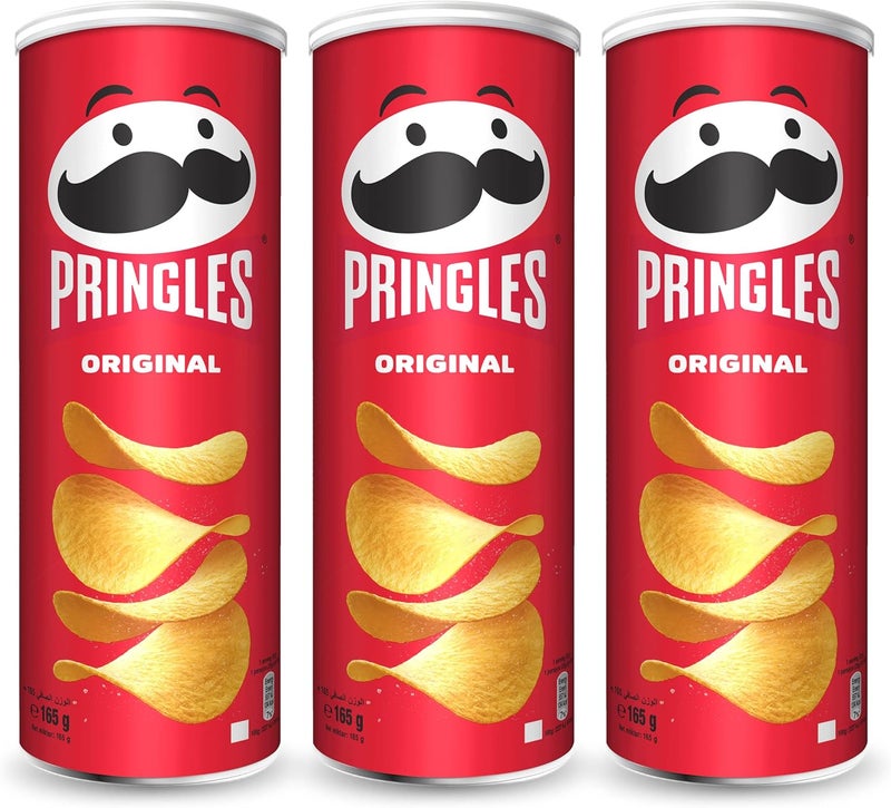 Pringles برينجلز بنكهة الأصلية - رقائق البطاطس المملحة الكلاسيكية - عبوة 165 جرام من 3 - Image 1