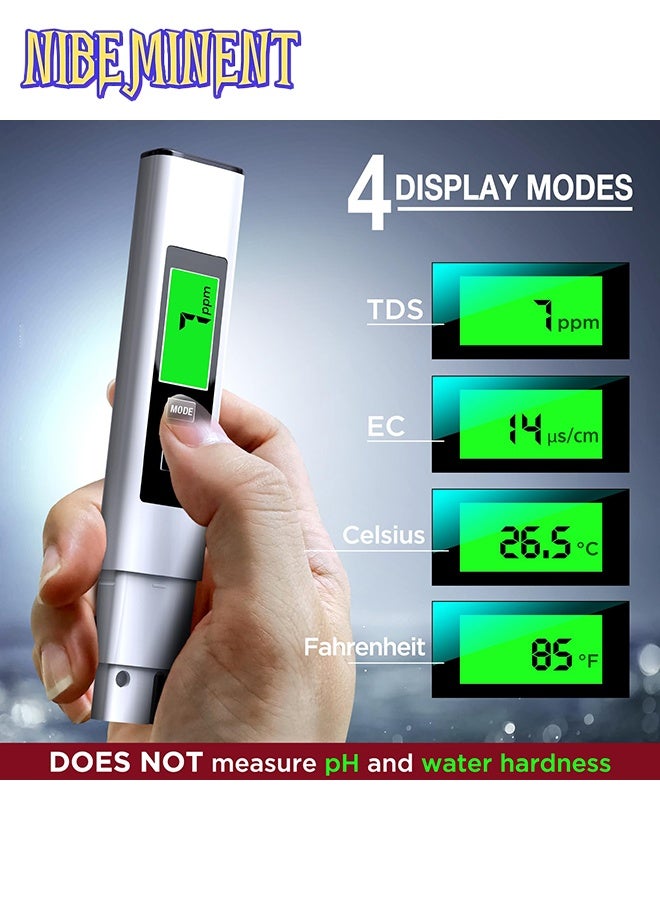 NIBEMINENT 2025 All-New 4 in 1 Tds Meter Digital Water Tester - Accurate and Reliable TDS EC & Temp(°C,°F) Meter - 0-9990ppm - Professional Testing for Drinking Water, RO/DI System, Aquariums etc  - Image 3