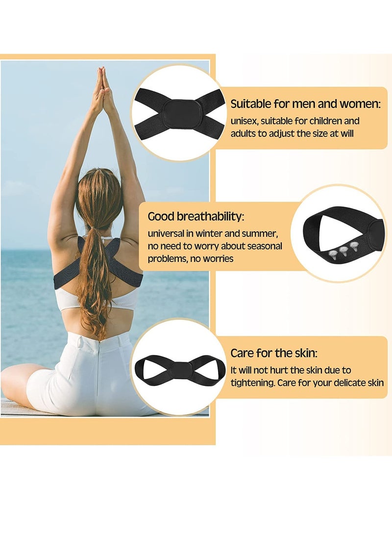 Posture Corrector for Women and Men, 2 Pieces Corset Spine Support Belt Adjustable Upper Back Brace Straightener for Neck Shoulder Clavicle Relief, Black (M) - Image 2