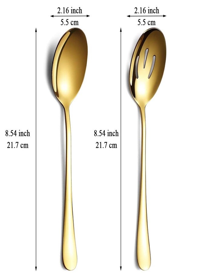 ReaNea Gold Serving Spoons 8 Pieces, Stainless Steel Serving Utensils Set inclunde 4 Serving Spoon 4 Serving Slotted Spoons, Dishwasher Safe - Image 2