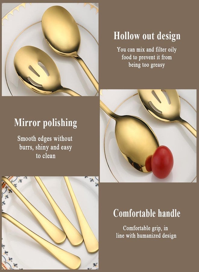 ReaNea Gold Serving Spoons 8 Pieces, Stainless Steel Serving Utensils Set inclunde 4 Serving Spoon 4 Serving Slotted Spoons, Dishwasher Safe - Image 4