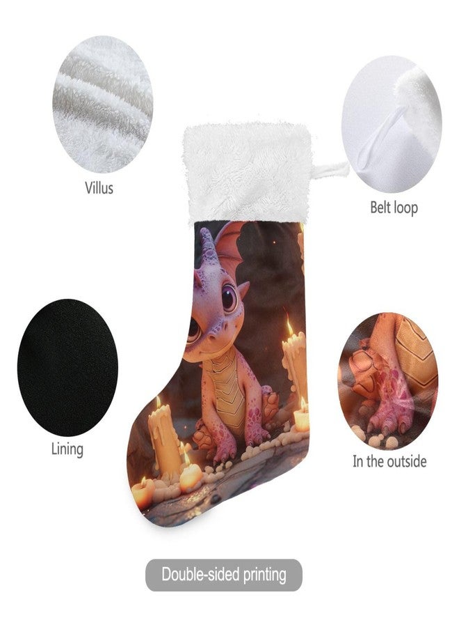 YETTASBIN Cute Dragon Christmas Stocking 1 Pack, Large Xmas Tree Fireplace Hanging Stockings with Plush Fur Cuff for Family Holiday Party Decor Xmas Gifts, 18 Inch - Image 3
