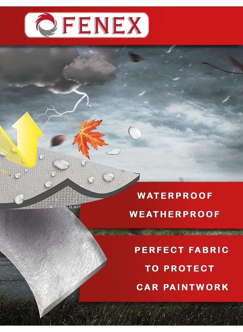 Fenex Car Cover [4x4] – All-Weather Protection | Waterproof, UV-Resistant, Dustproof, Breathable | Indoor/Outdoor Use | Door Zipper & Mirror Pockets | Fits SUV & Sedan cars (520 × 203 × 152 cm) - Image 2
